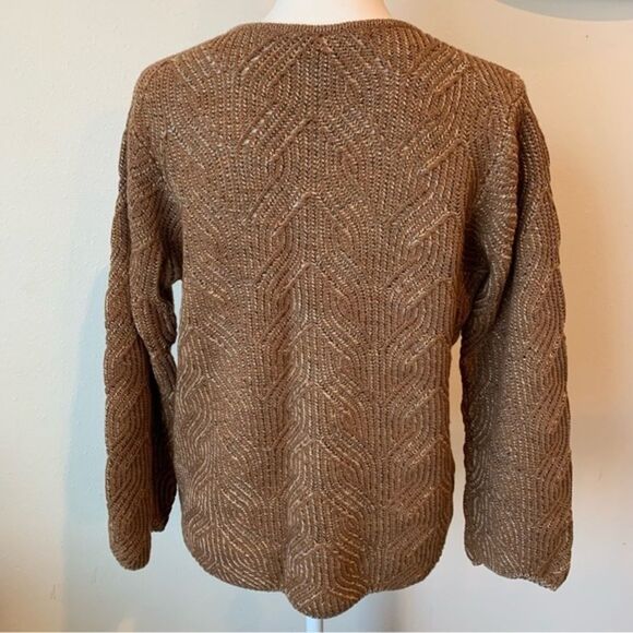 St.John Yellow Tag Wool Blend Scalloped Hemline V Neck Pullover Sweater - Picture 6 of 9